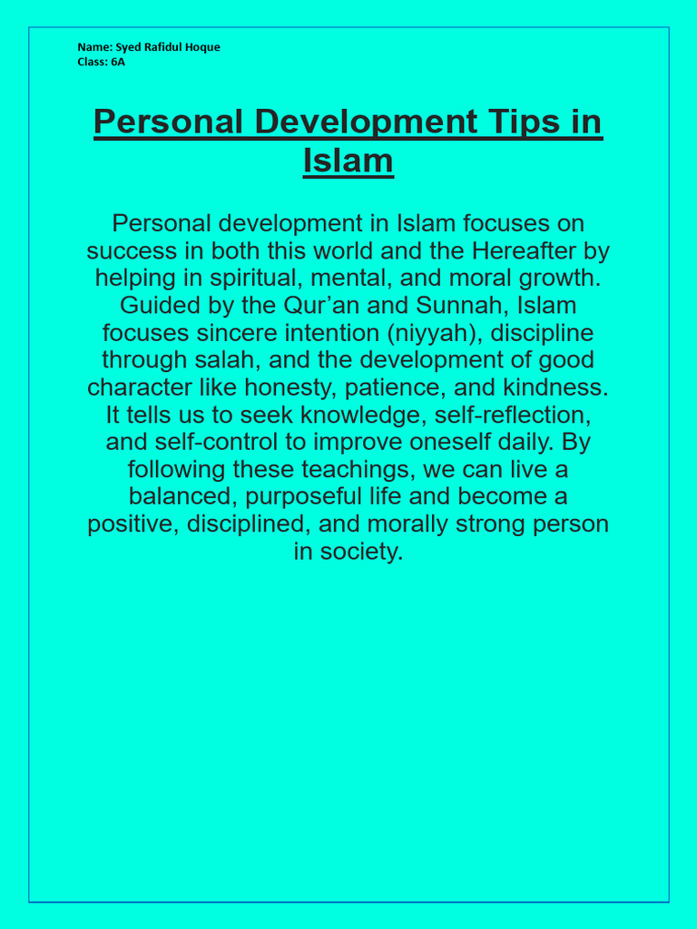 Personal Development in Islam | PDF