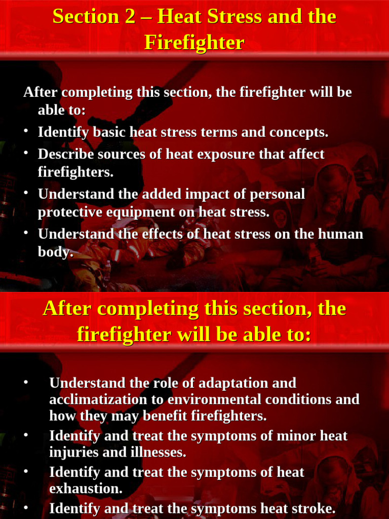 Firefighter Heat Stress Awareness Guide | PDF | Hyperthermia | Firefighter