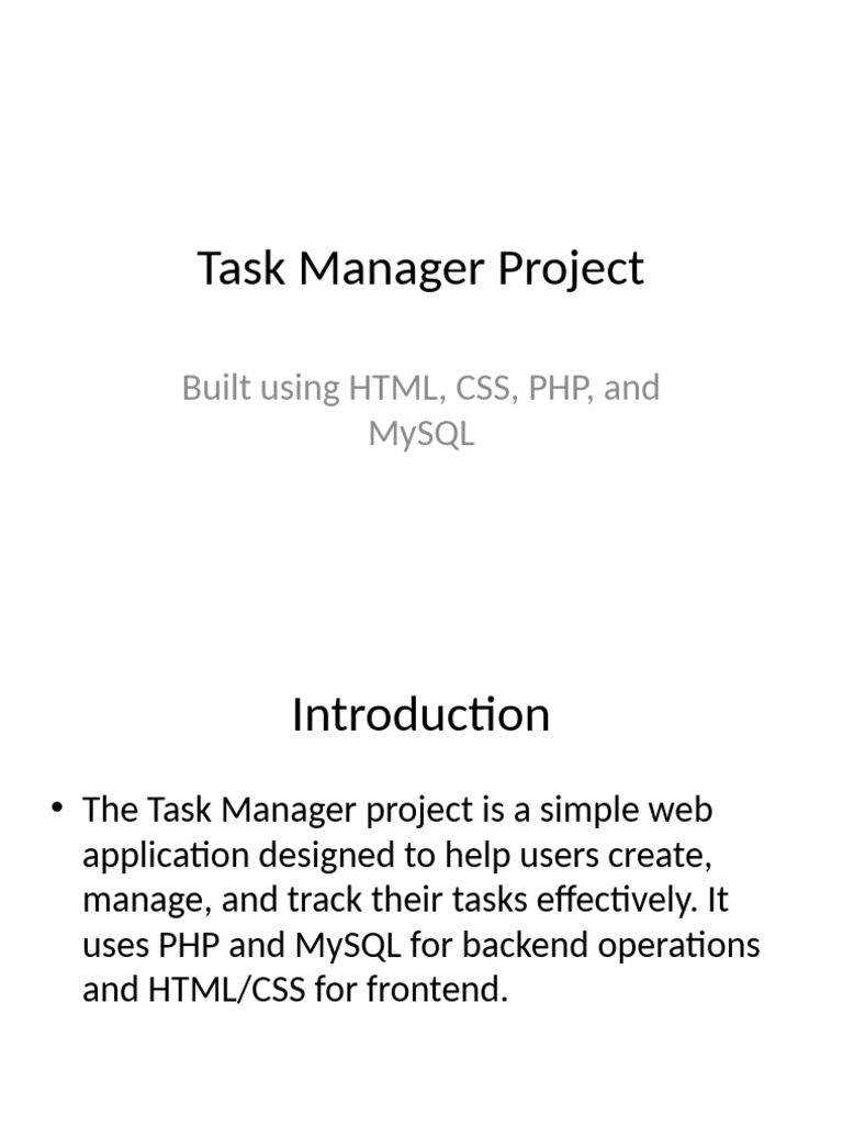 Task Manager Web App with PHP & MySQL | PDF