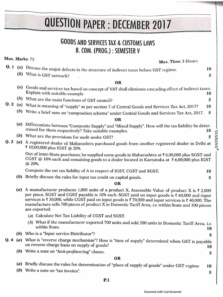 GST - Previous Years Question Papers | PDF