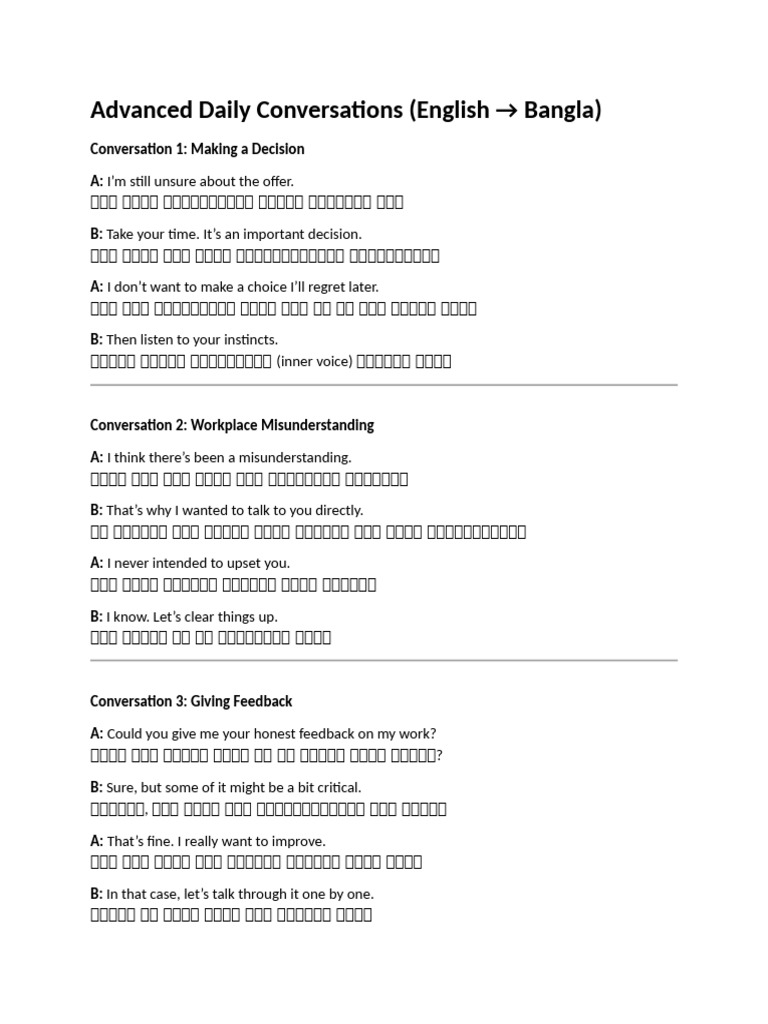 Advanced Daily Conversations | PDF