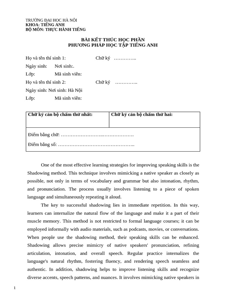 Effective Shadowing for English Speaking Skills | PDF | English ...