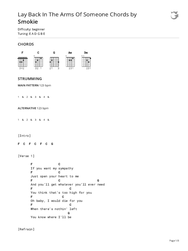 Lay Back In The Arms Of Someone Chords | PDF | Song Structure | Songs