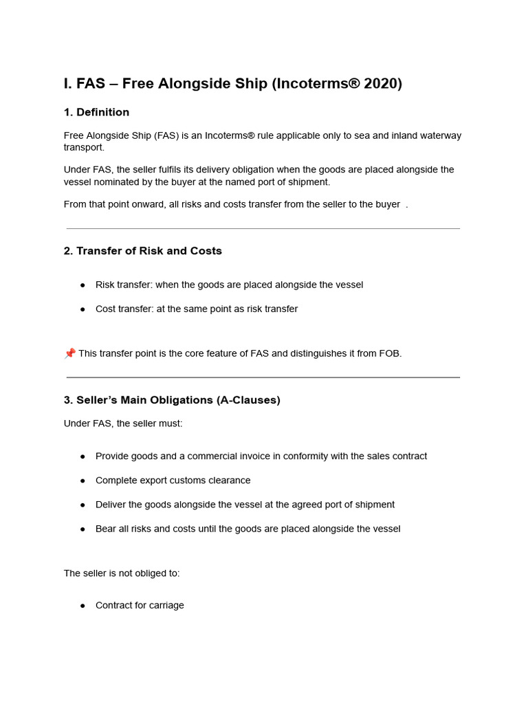FAS vs. FOB: Key Incoterms Explained | PDF | Business | Trade