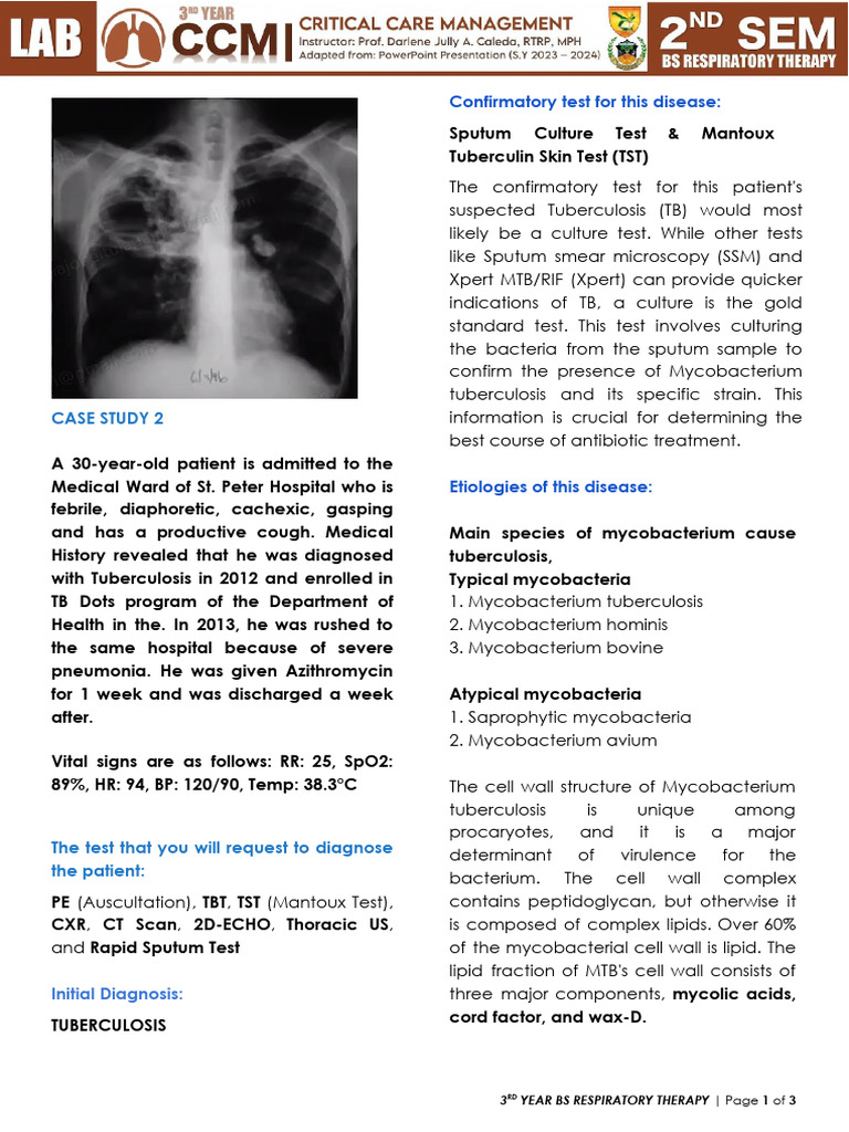 Tuberculosis Case Study and Management | PDF | Tuberculosis | Mycobacterium