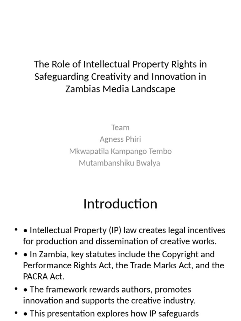 IP Rights and Creativity in Zambia's Media | PDF | Intellectual ...