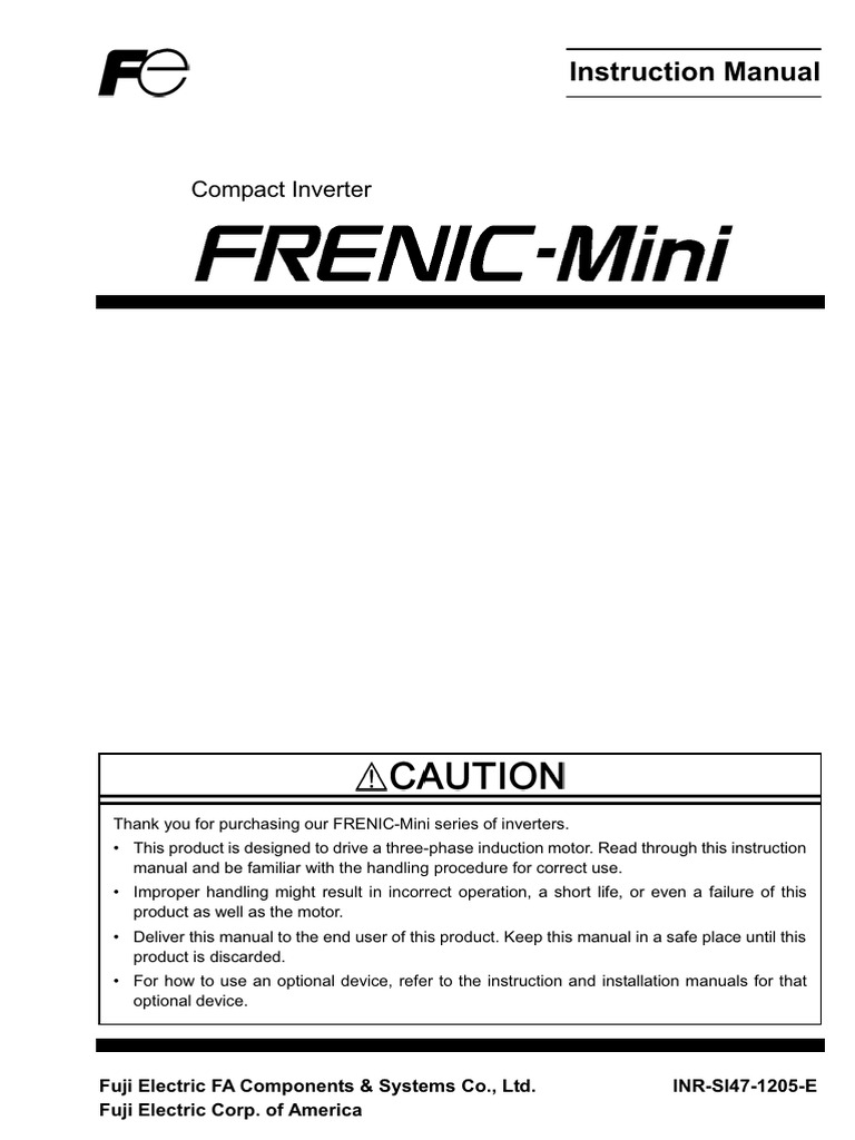 FRENIC-Mini Inverter Instruction Manual | PDF | Power Supply