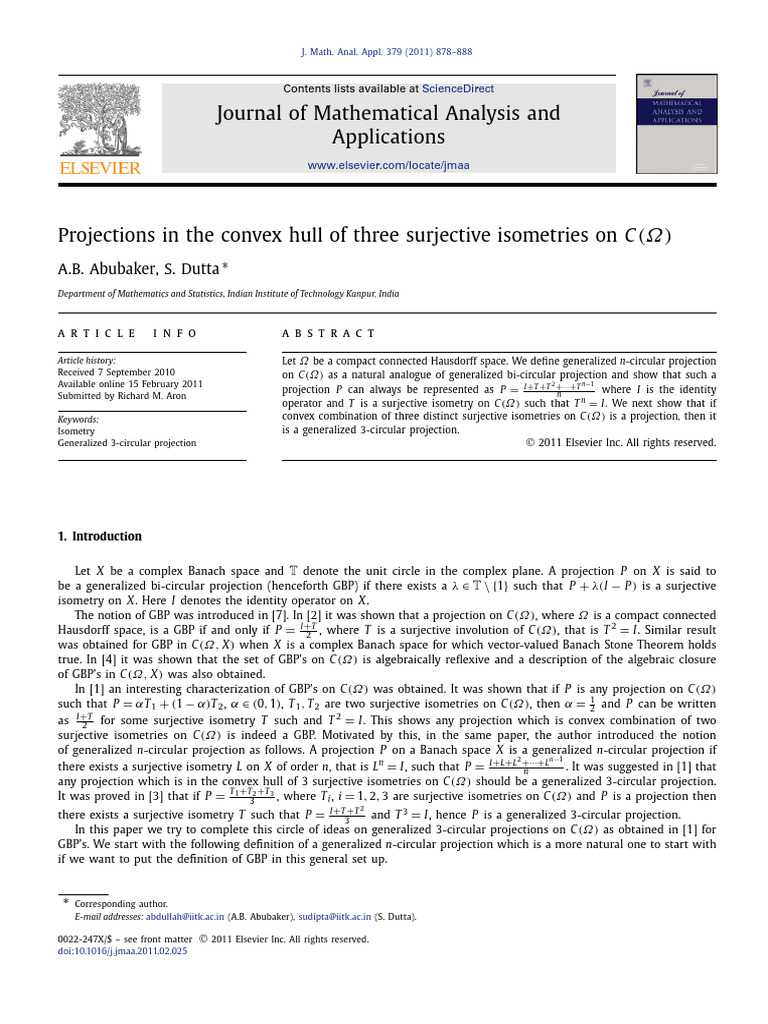 2011 Projections in the Convex Hull of Three Surjective Isometries on C ...