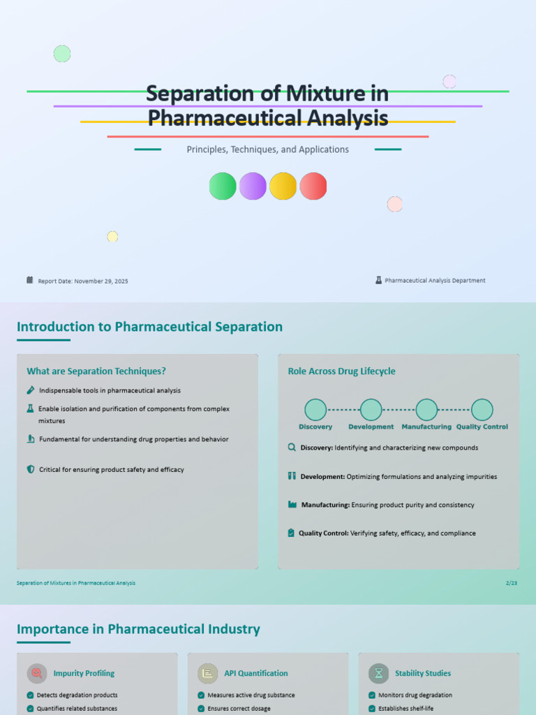 Pharmaceutical Mixture Separation Techniques | PDF | Chromatography ...