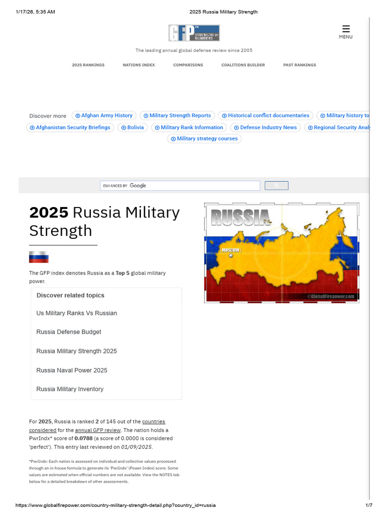 2025 Russia Military Strength Overview | PDF | Russia | World Politics