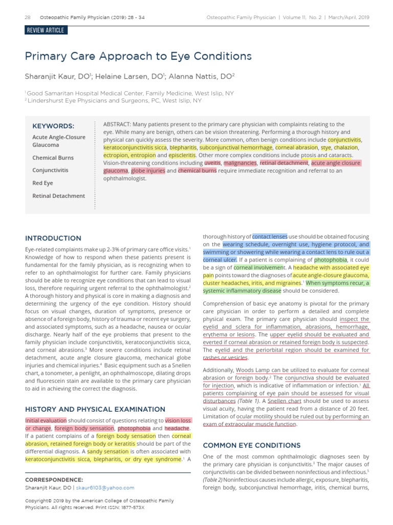 Primary Care Guide to Eye Conditions | PDF | Immunology | Human ...