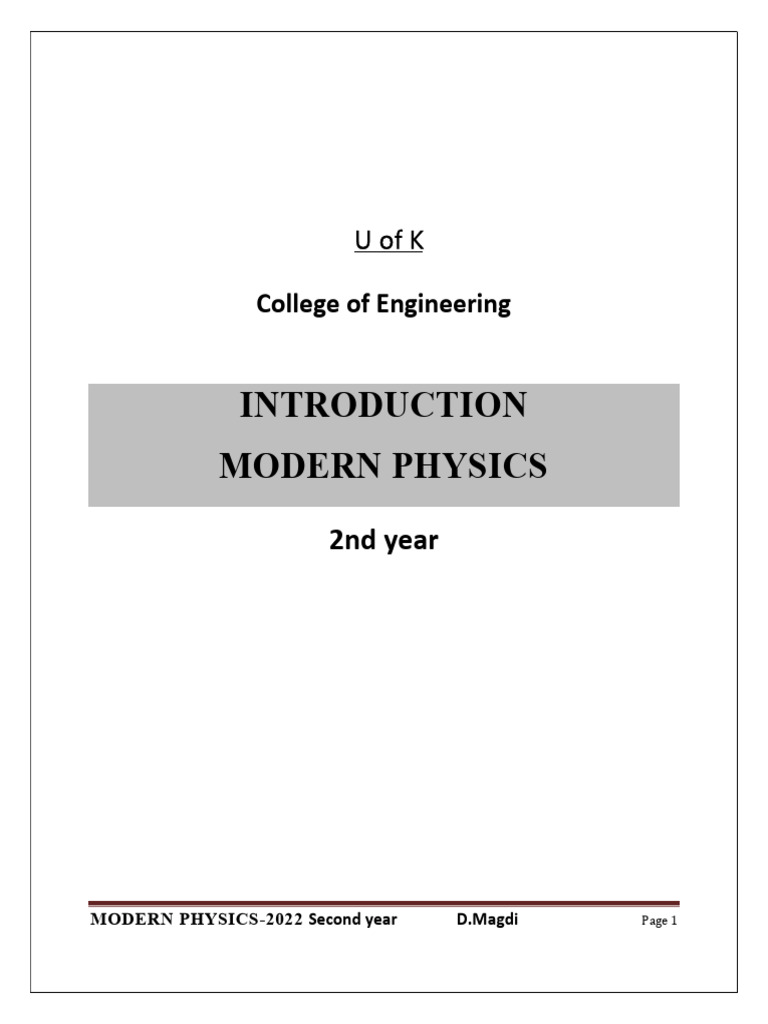 Modern Physics Concepts for Engineers | PDF | Spectral Line | Atoms