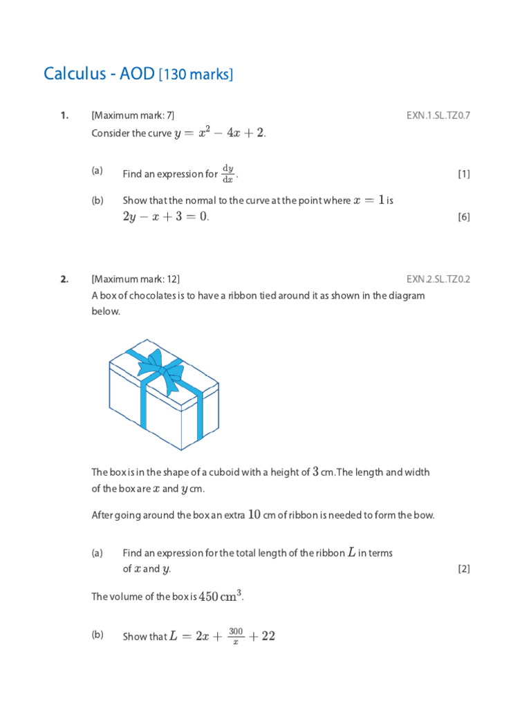Calculus Exam Questions and Solutions | PDF | Length | Euclidean Geometry