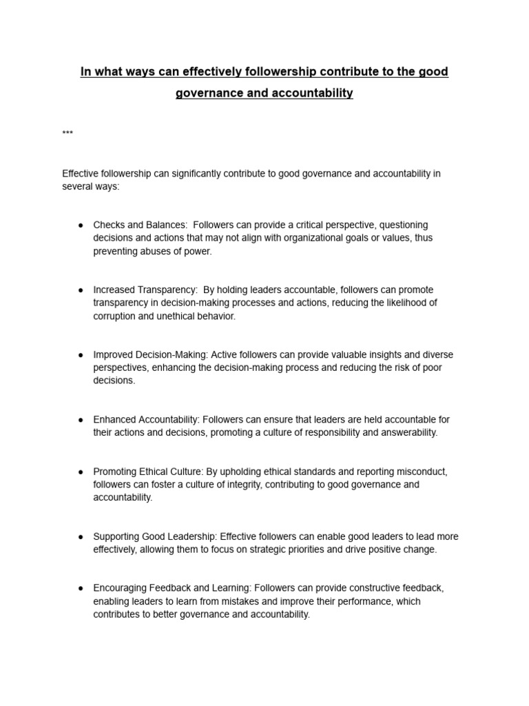 Effective Followership for Governance | PDF | Critical Thinking | Thought