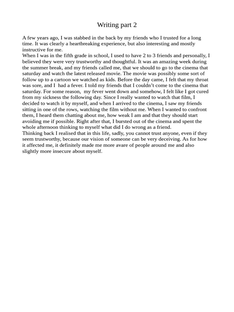 Letting Someone Down - KM | PDF