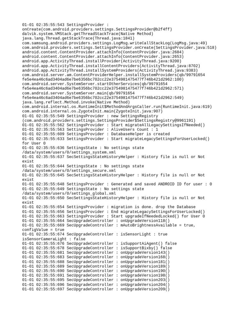 Android Settings Provider Log Analysis | PDF | Java (Programming ...