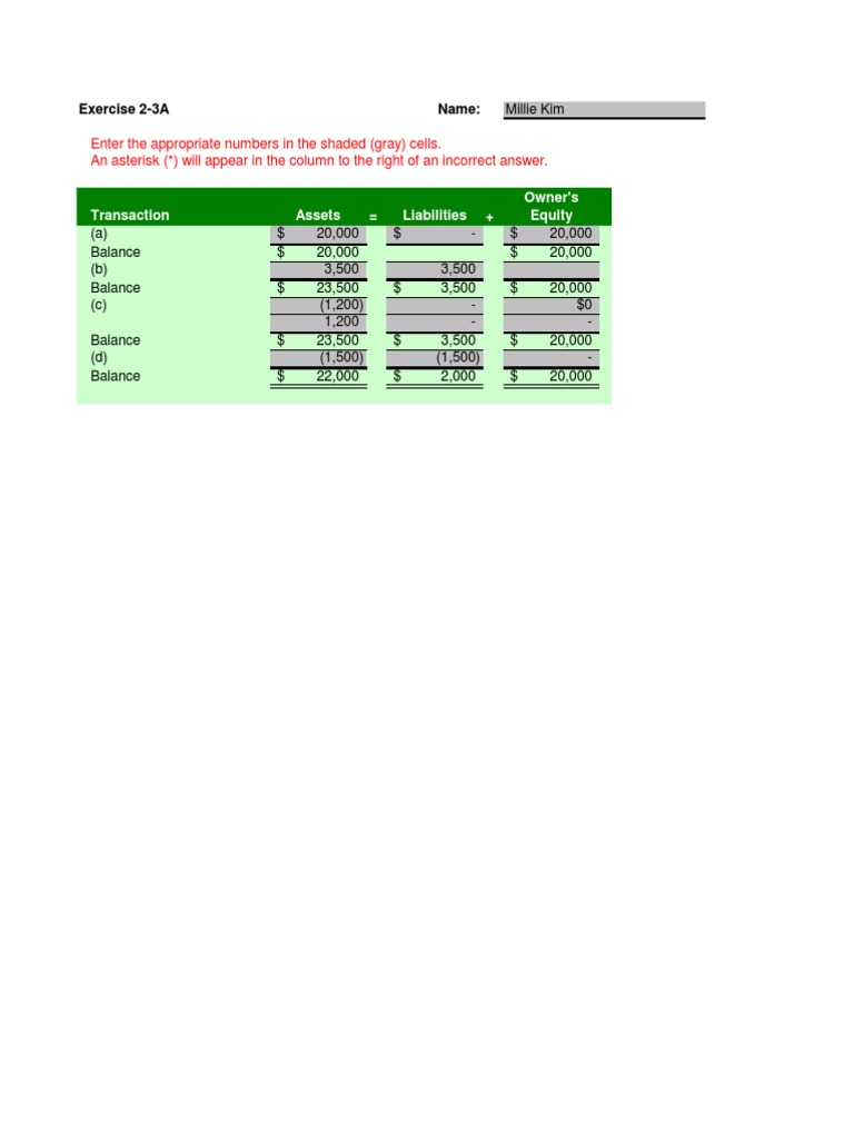 Accounting Exercise: Assets & Liabilities | PDF | Teaching Methods ...