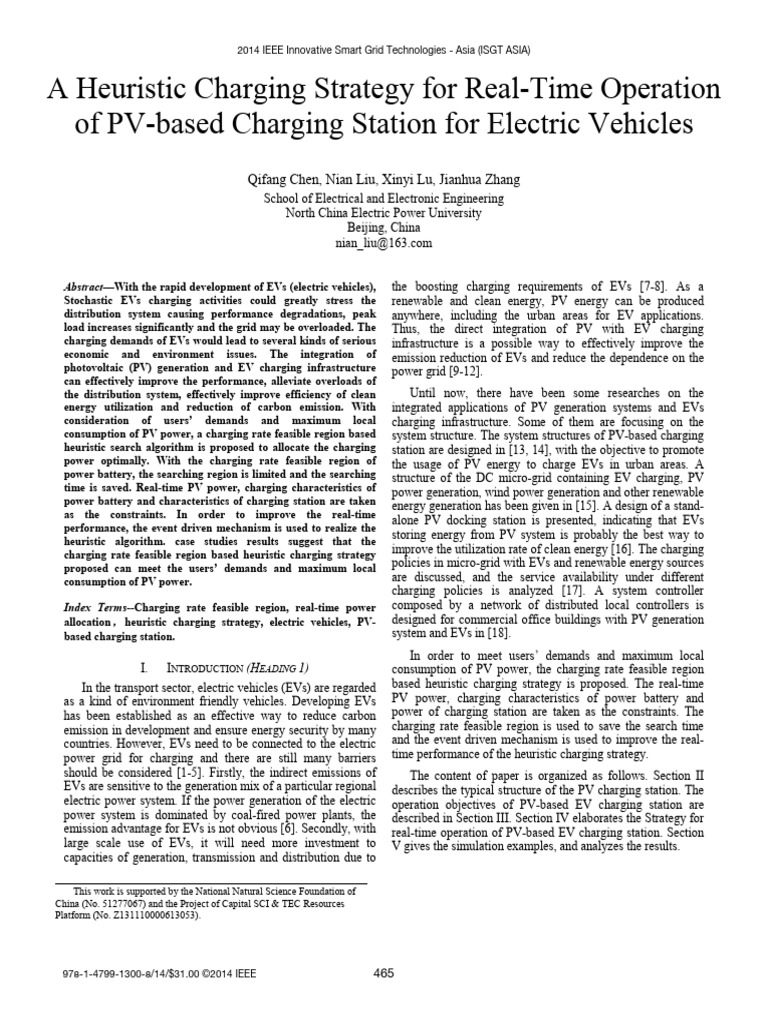 Heuristic Strategy for PV EV Charging | PDF | Photovoltaics | Electric ...