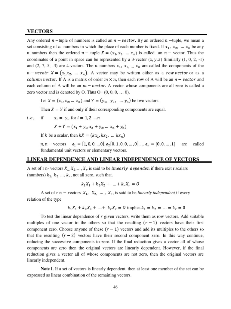 Understanding Vectors and Linear Dependence | PDF | Vector Space ...