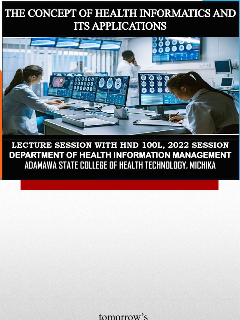 Health Informatics Overview and Applications | PDF | Health Informatics ...
