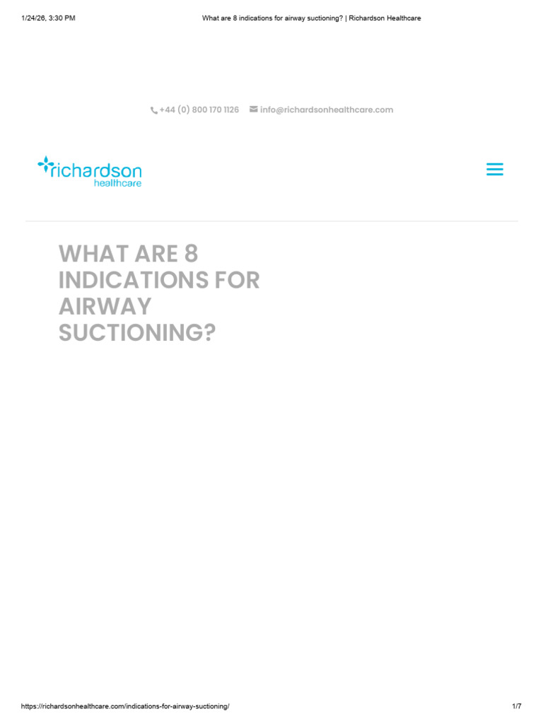 8 Indications for Airway Suctioning | PDF | Respiratory Tract ...