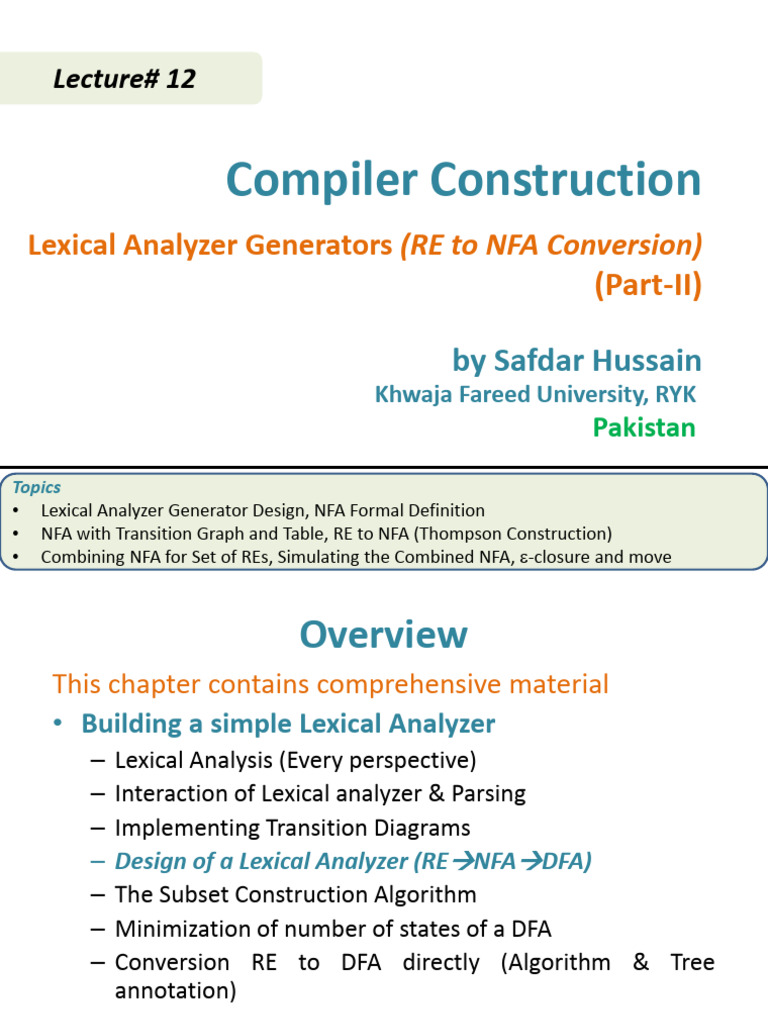 Lexical Analyzer Design: RE to NFA | PDF | Formalism (Deductive ...