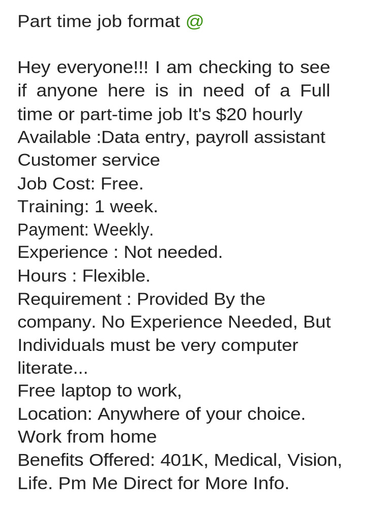 Remote Part-Time Job Opportunities | PDF