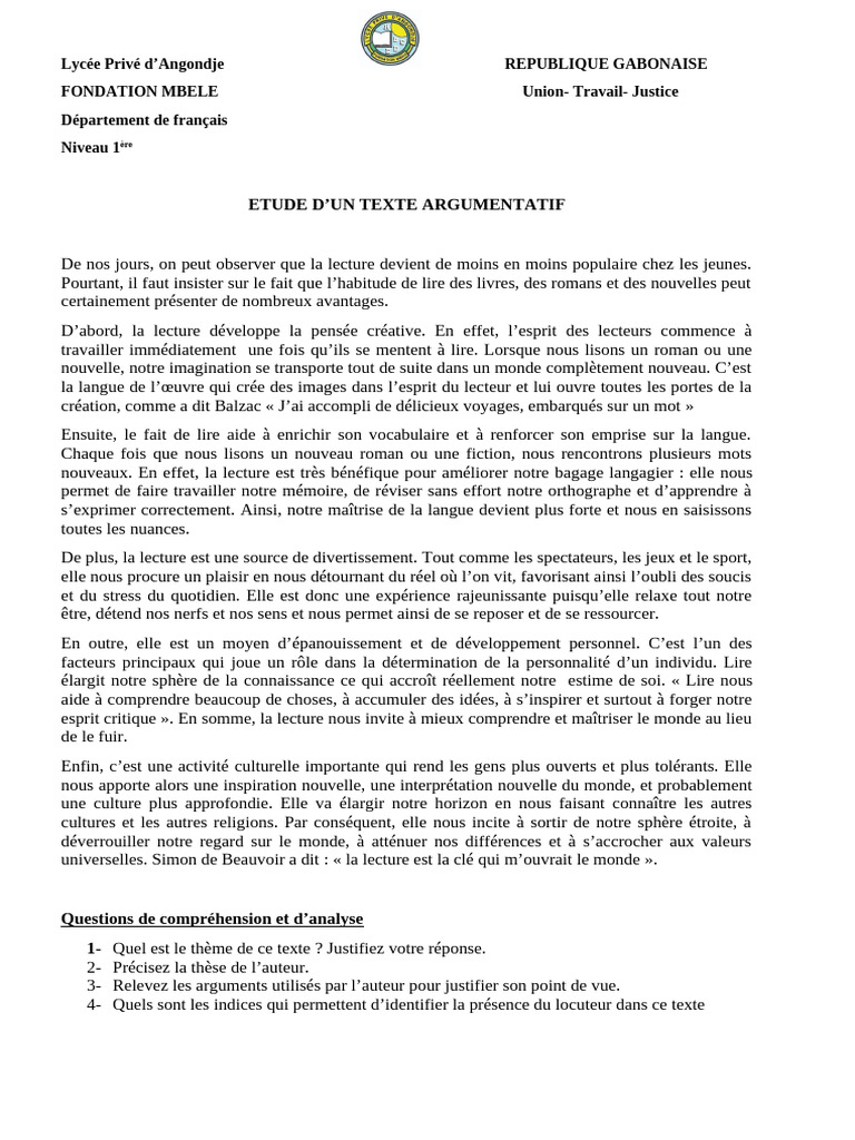 Avantages de la lecture chez les jeunes | PDF