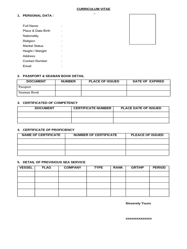 Comprehensive Maritime CV Template | PDF