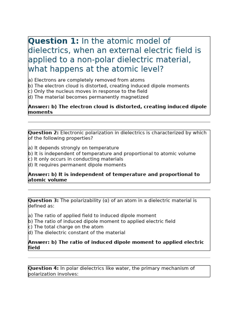 Dielectric Properties and Polarization Explained | PDF | Dielectric ...