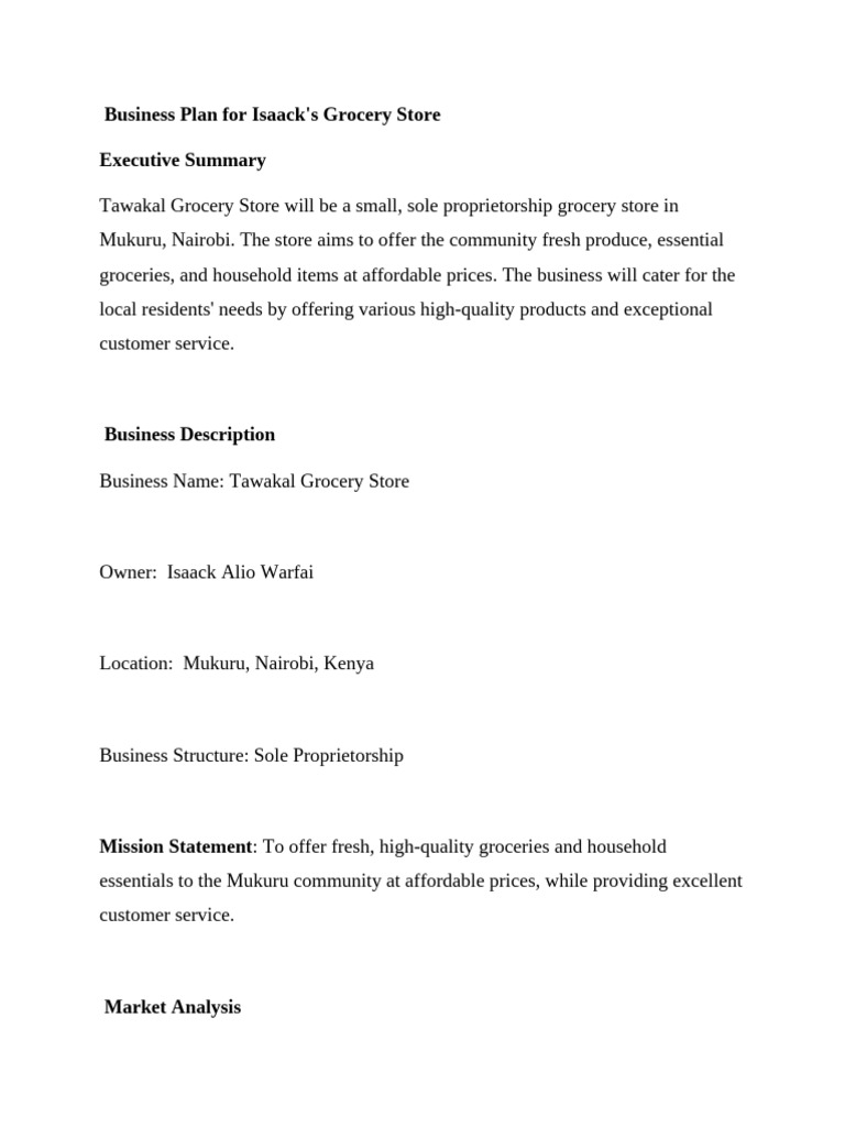 Business Plan for Tawakal Grocery Store | PDF | Grocery Store | Inventory