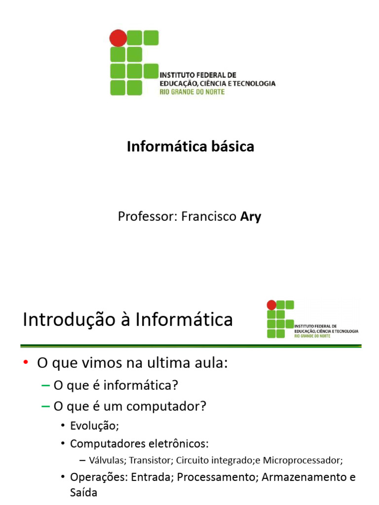 Introdução à Informática Básica | PDF | Sistema operacional | Programas