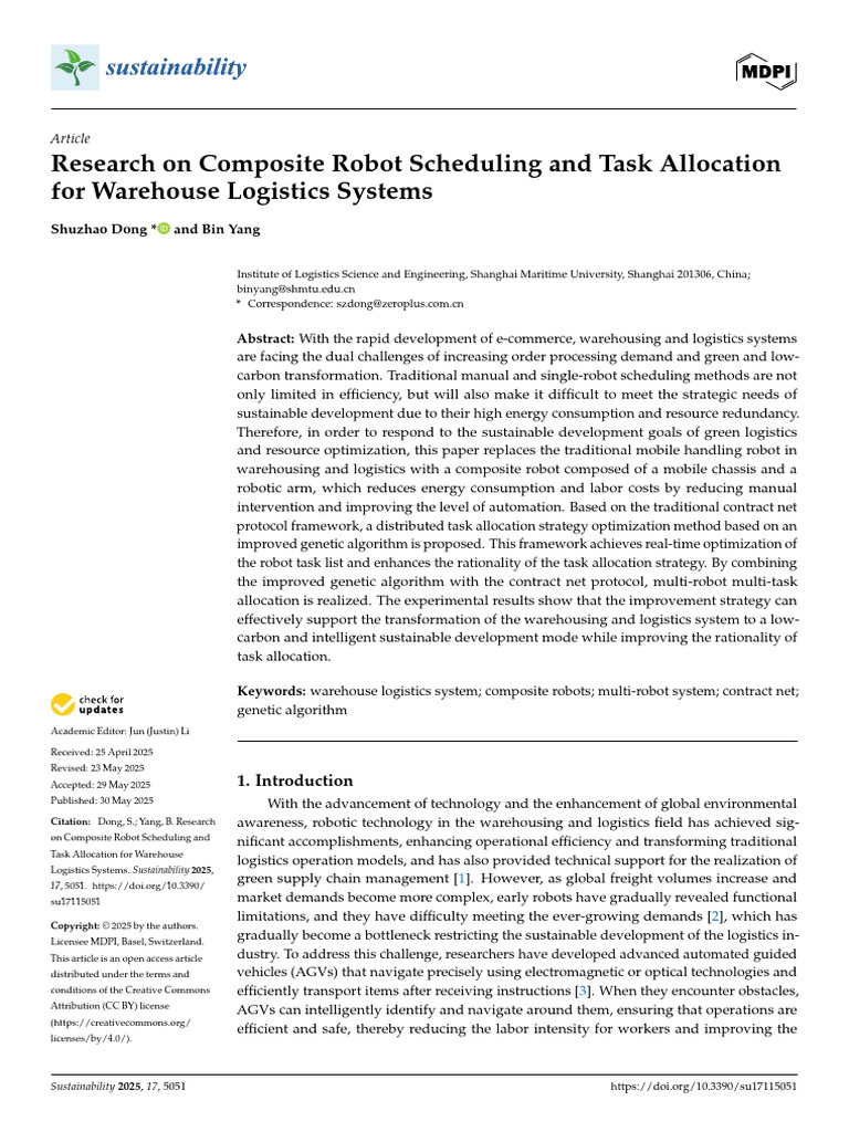 Sustainability 17 05051 v2 | PDF | Logistics | Mathematical Optimization