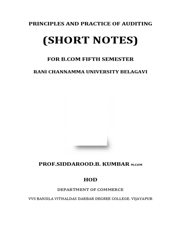 B.Com Auditing Principles Notes | PDF | Audit | Auditor's Report
