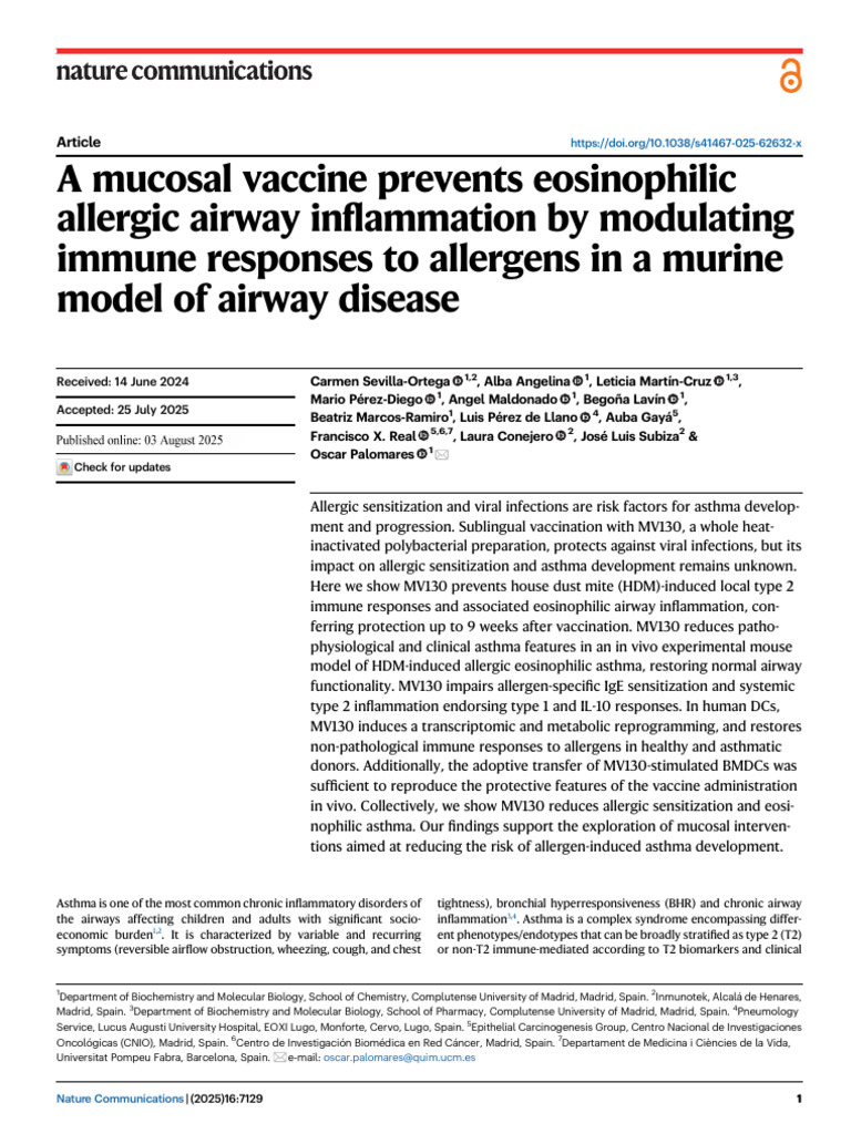 MV130 Vaccine Reduces Eosinophilic Asthma | PDF | Allergy | Asthma