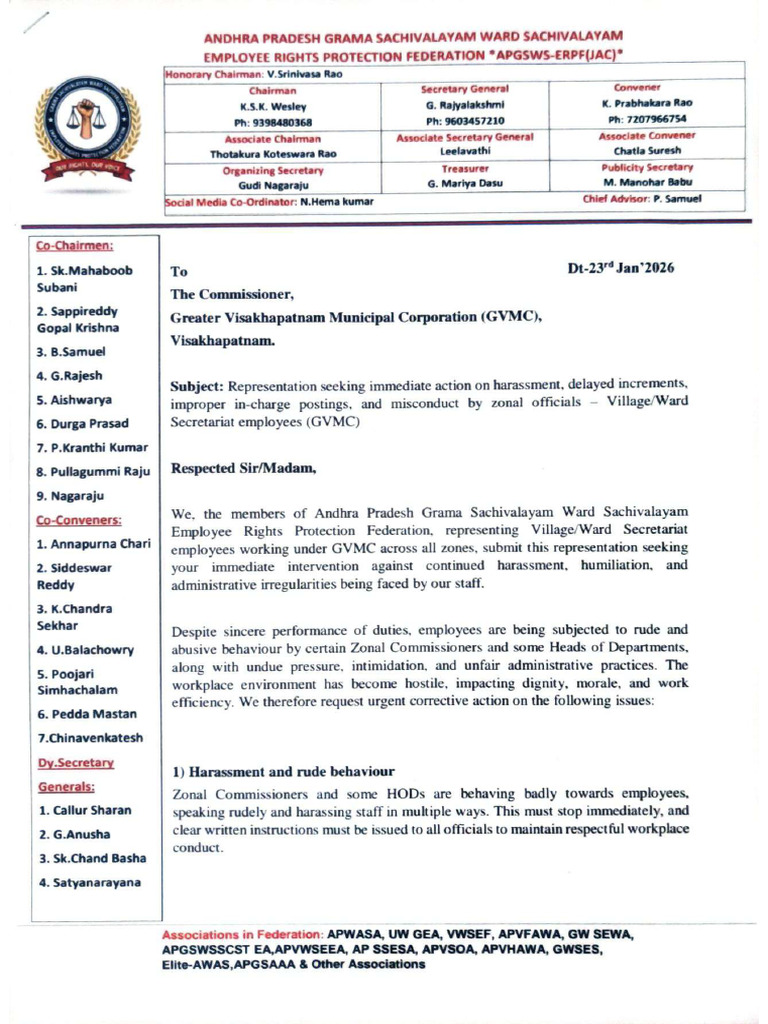GVMC Vizag Issues Representation | PDF
