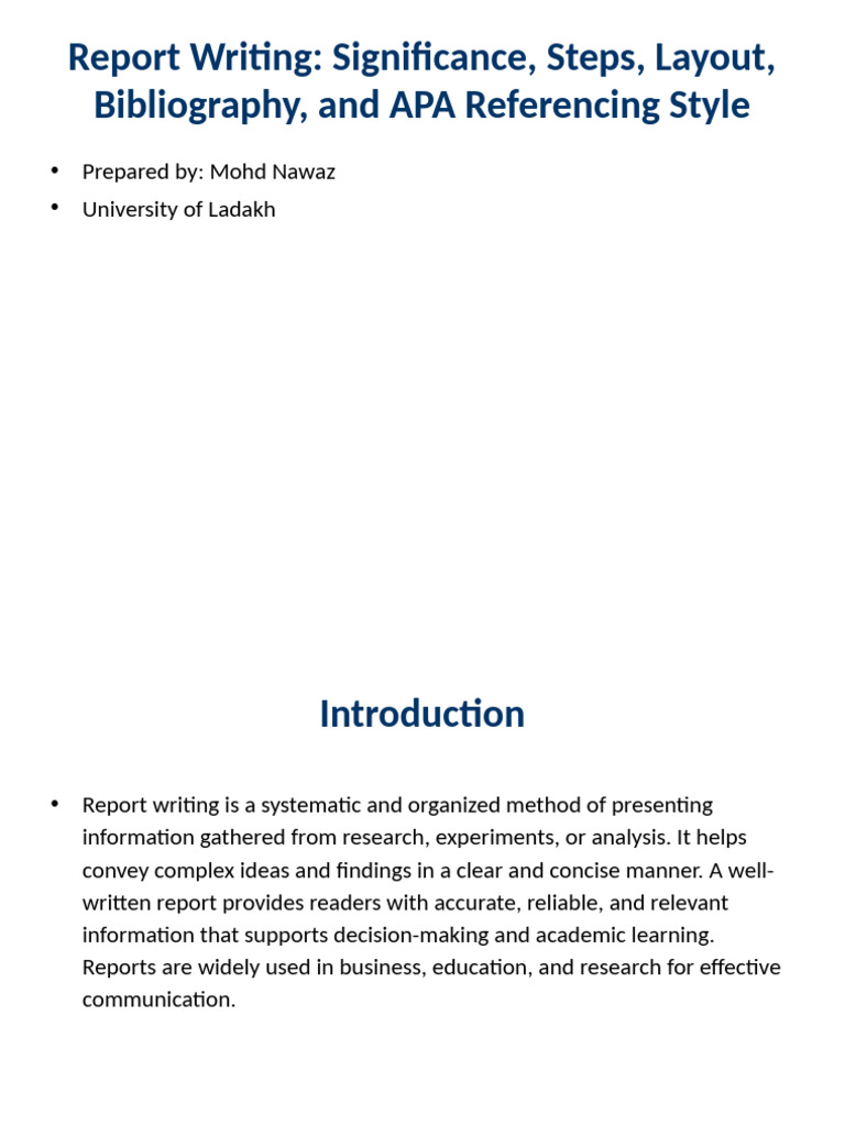 Report Writing: Steps and APA Guide | PDF | Apa Style | Information