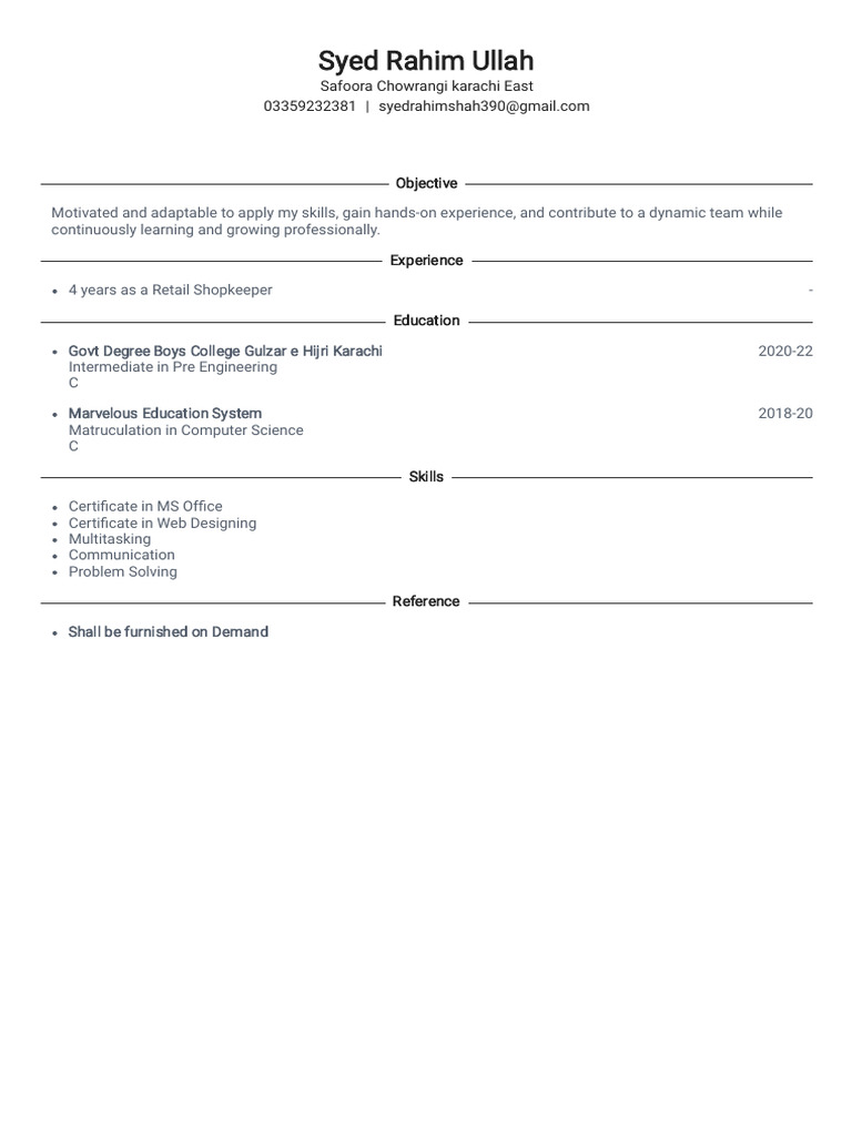 Retail Shopkeeper Resume Summary | PDF