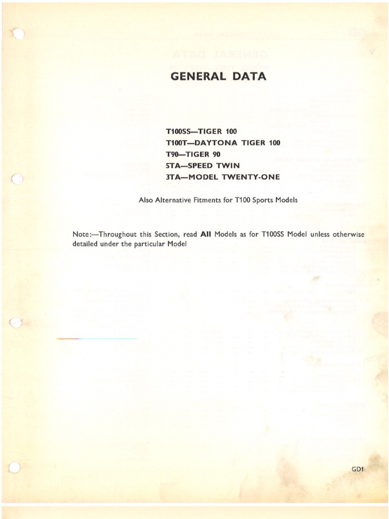 Triumph Workshop Manual Section a 350cc and 500cc Twins From Engine No.  H65573