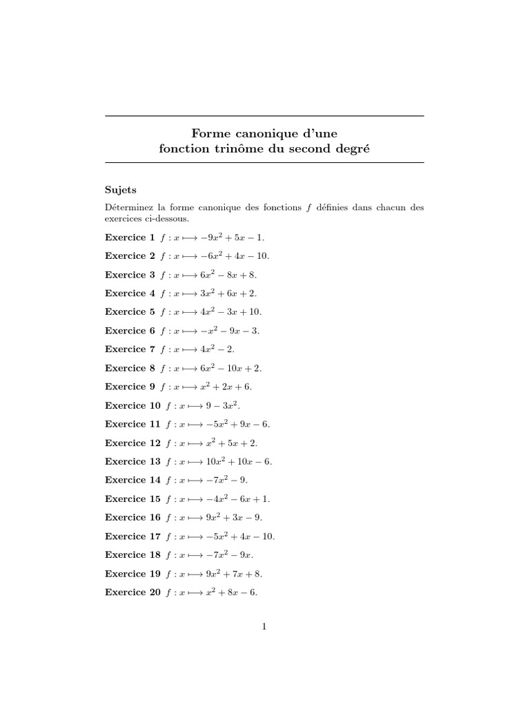 Forme canonique des fonctions trinômes | PDF | Échecs | Théorie (échecs)