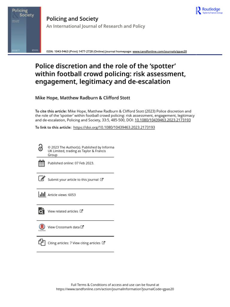 Police Discretion in Football Crowd Management | PDF | Police