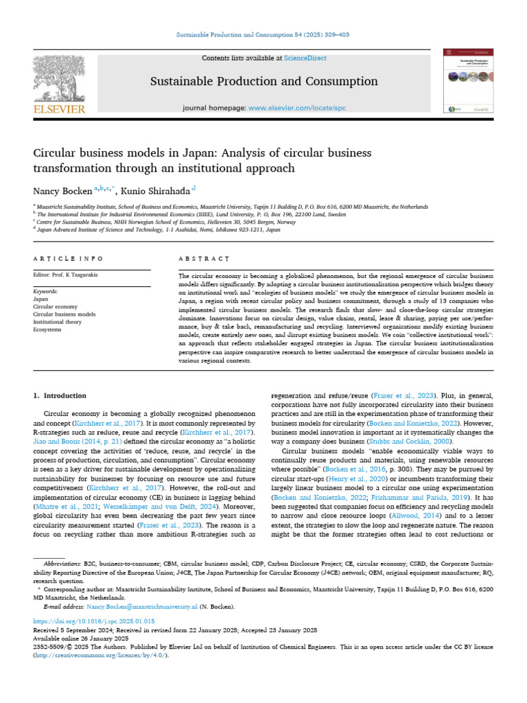 Circular Business Models in Japan | PDF | Business Model | Ecology