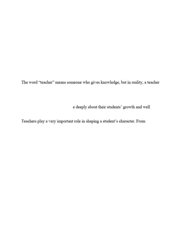 Importance of Teachers in Society | PDF | Teachers | Learning