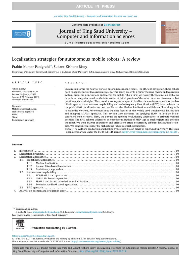 Mobile Robot Localization Strategies Review | PDF | Kalman Filter