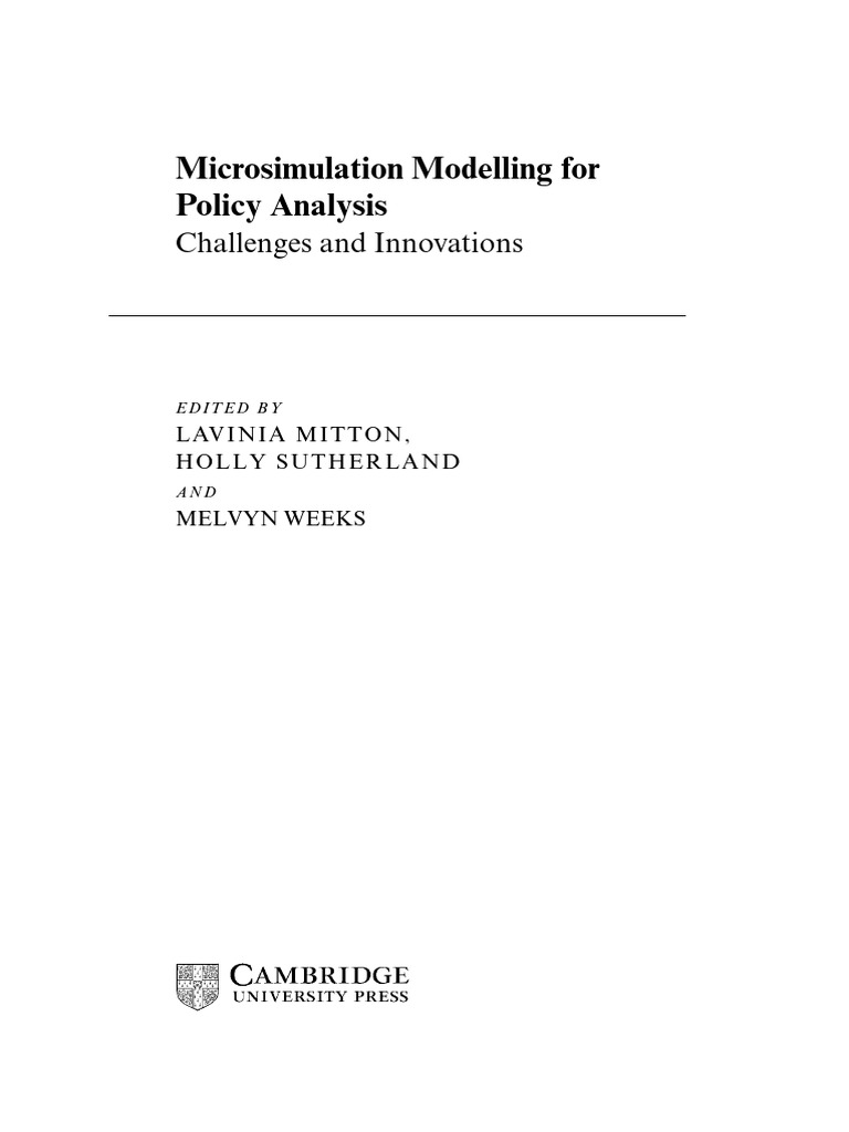 Microsimulation Modelling for Policy Analysis | PDF | Taxes | Labour ...
