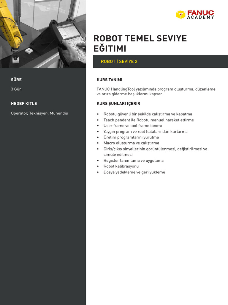 MFL 04423 Co Course Template Academy FTR Robot Temel Seviye Egitimi | PDF