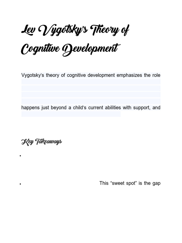 Vygotsky's Cognitive Development Theory | PDF | Cognitive Development ...