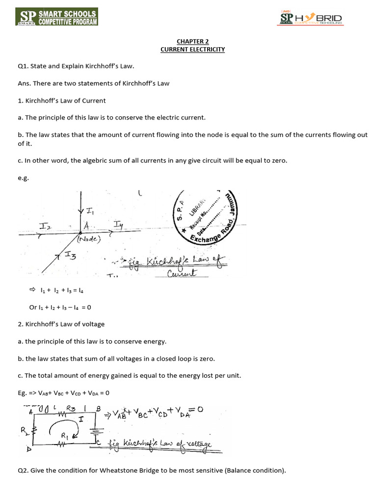 Kirchhoff's Laws and Electrical Concepts | PDF | Electrical Resistivity ...