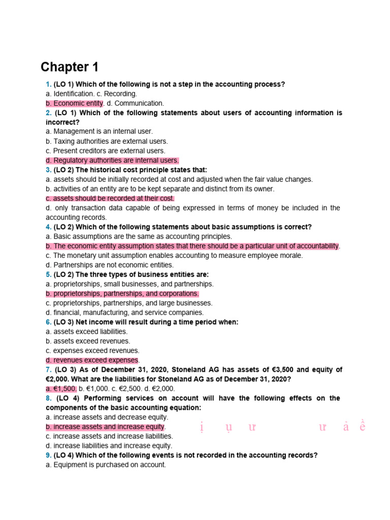 Accounting Process and Principles Quiz | PDF | Debits And Credits ...