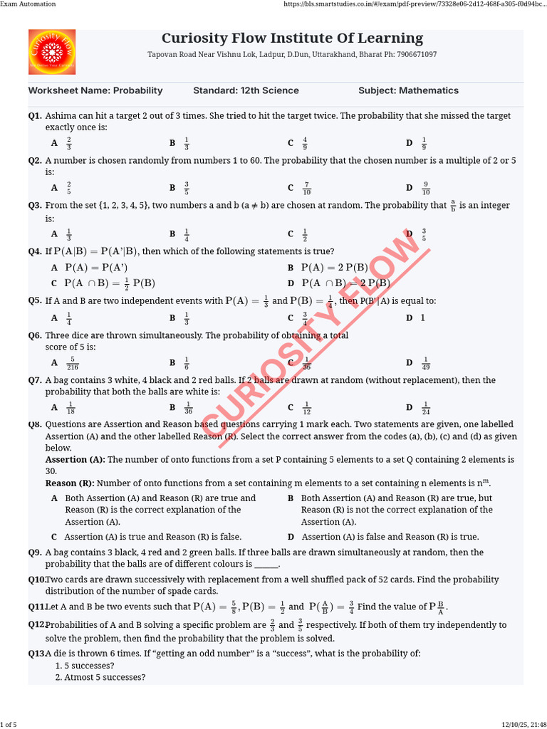 Probability Questions and Solutions | PDF | Probability | Probability ...